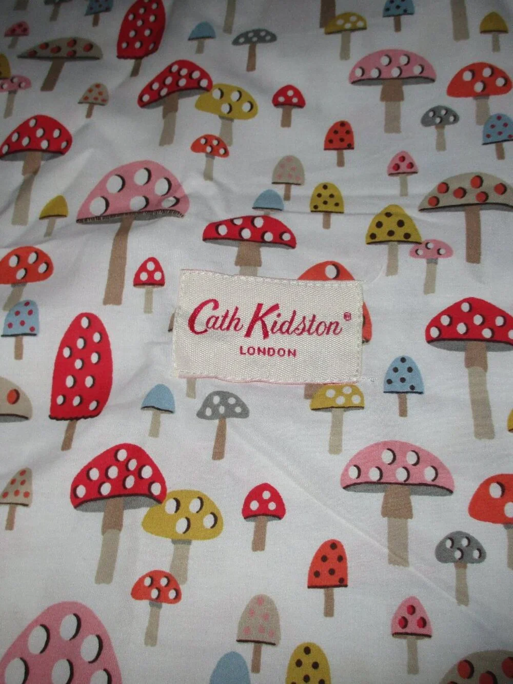 Cath Kidston London Cotton Percale Twin Flat Sheet Mini Mushrooms, Like New